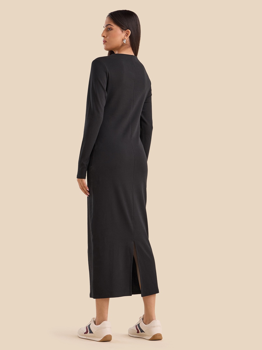 Plain Shift Dress with Slit