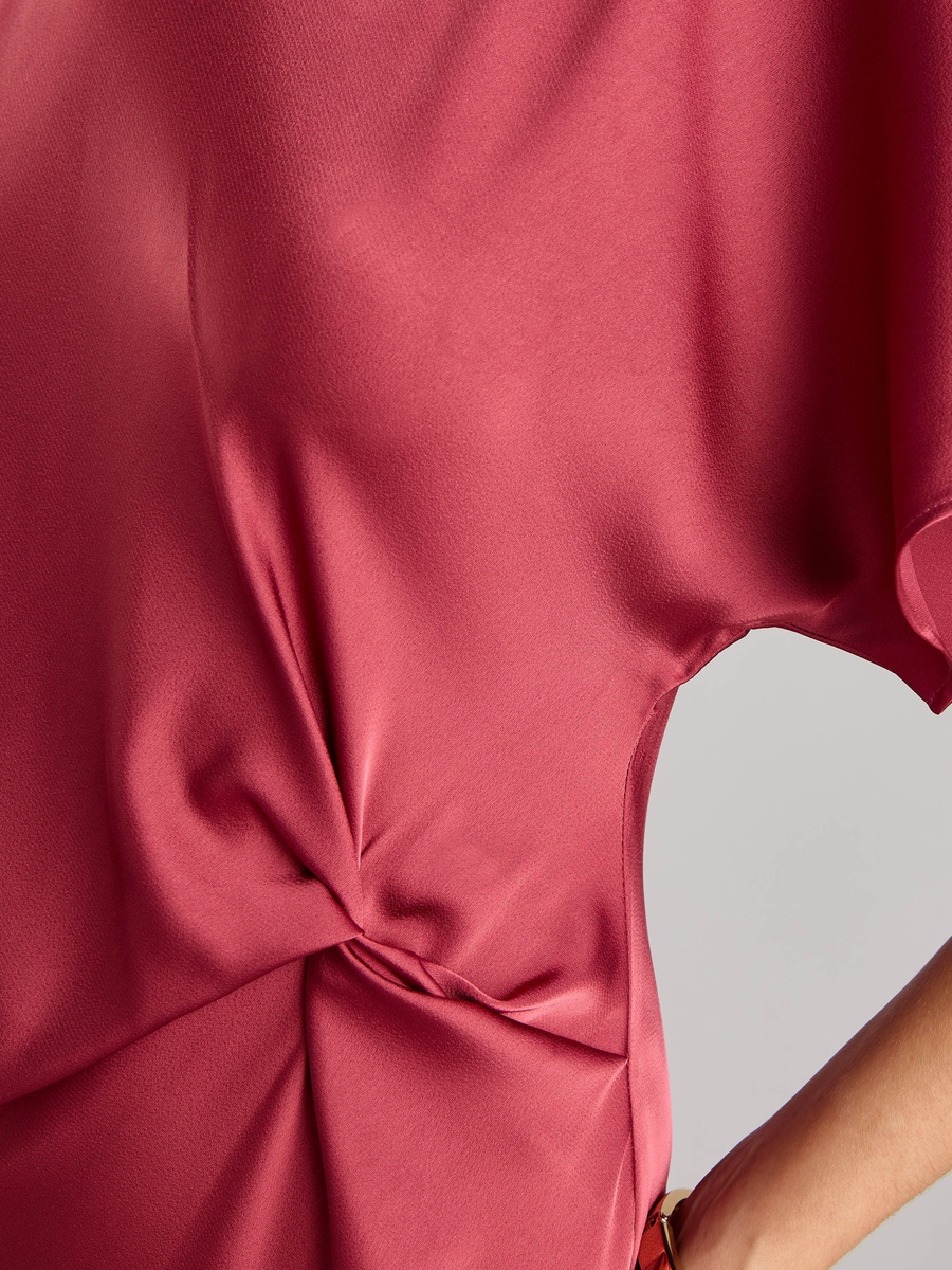 Plain Satin Dress with Knot Detail