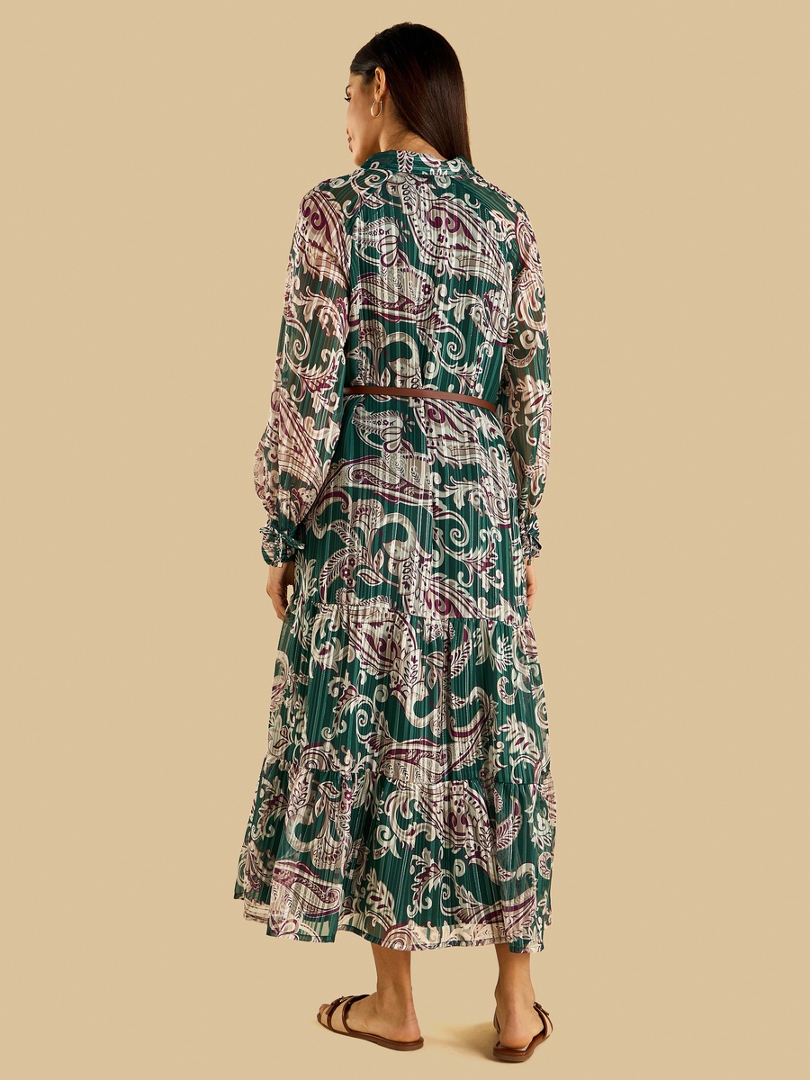 Paisley Print Belted Shirt Dress