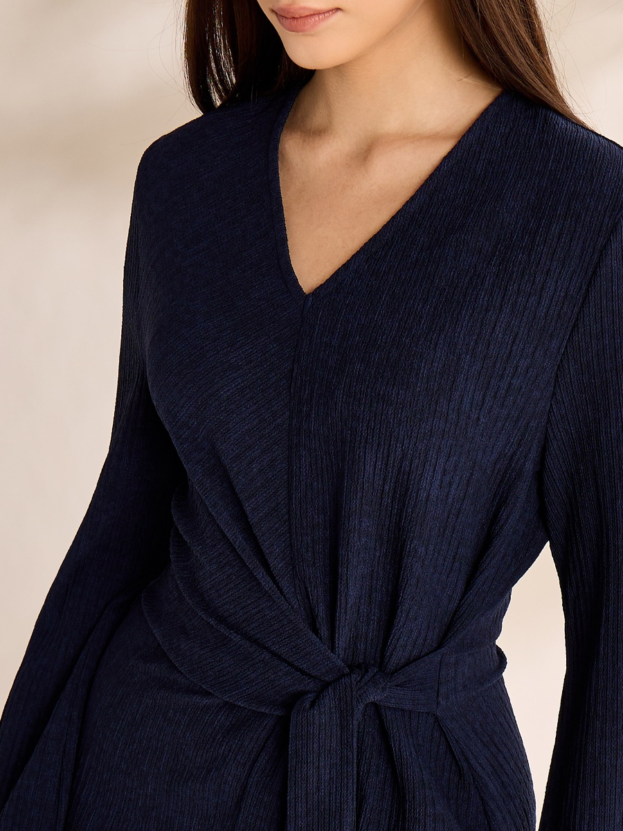Textured V Neck Dress