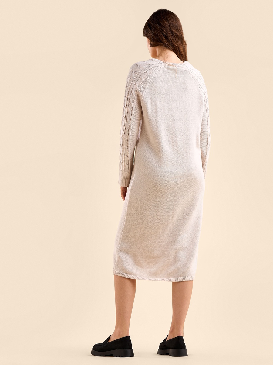 Textured Cable Knit Sweater Dress