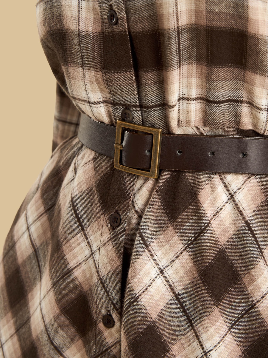 Checked Shirt Dress with Belt