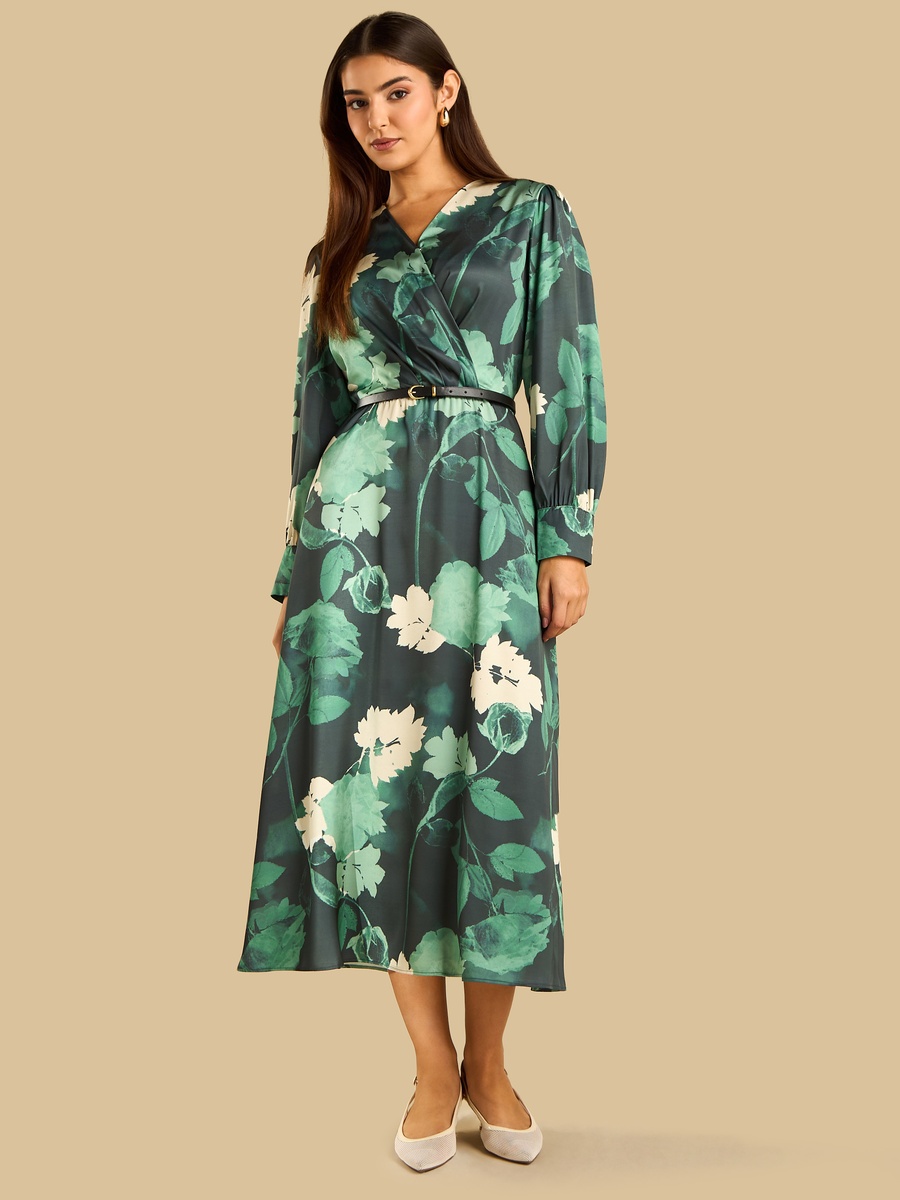 Floral Print Belted Wrap Dress