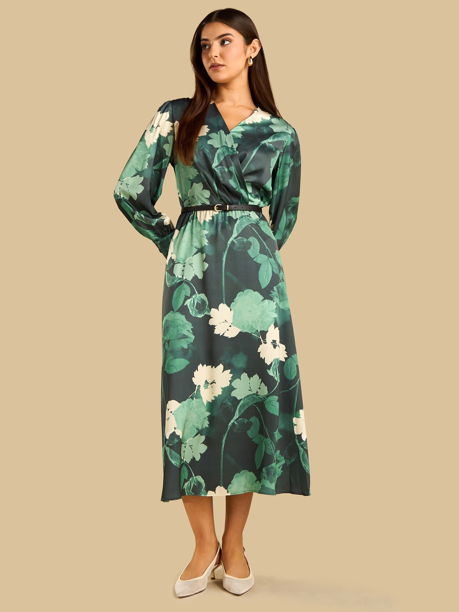 Floral Print Belted Wrap Dress