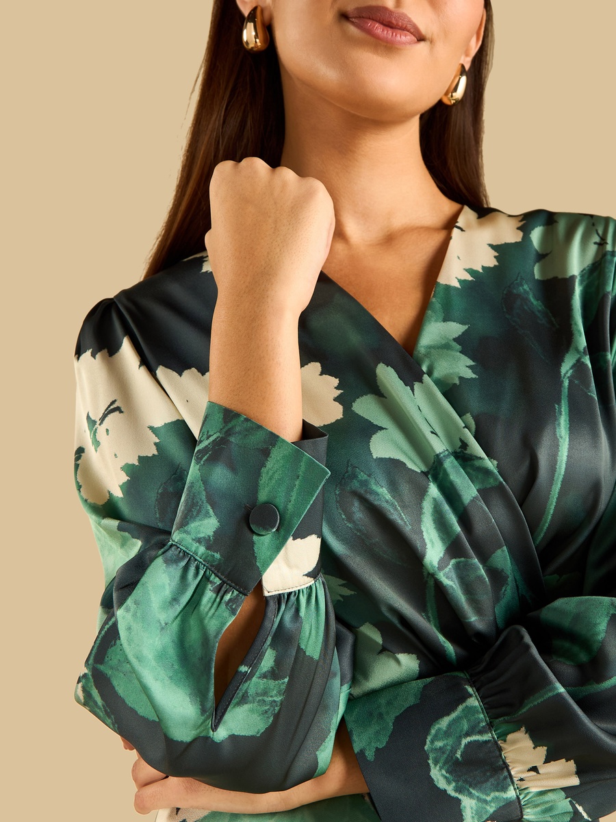 Floral Print Belted Wrap Dress