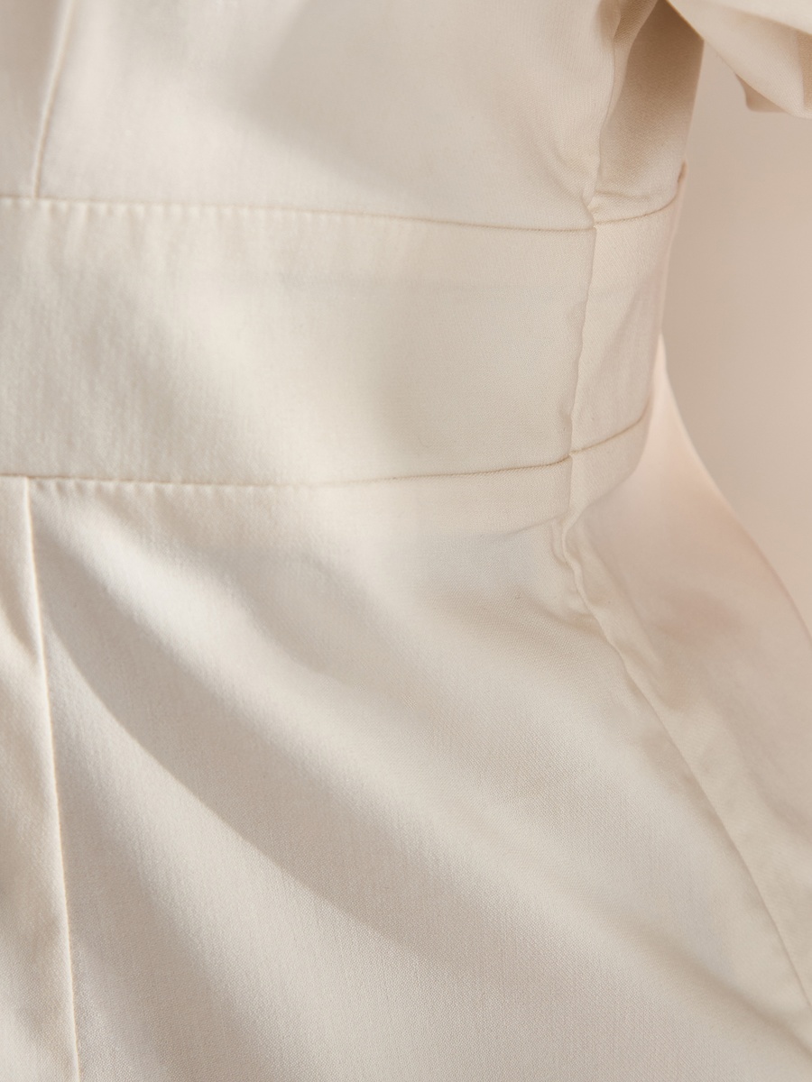 Plain Square Neck Mini Dress with Balloon Sleeves