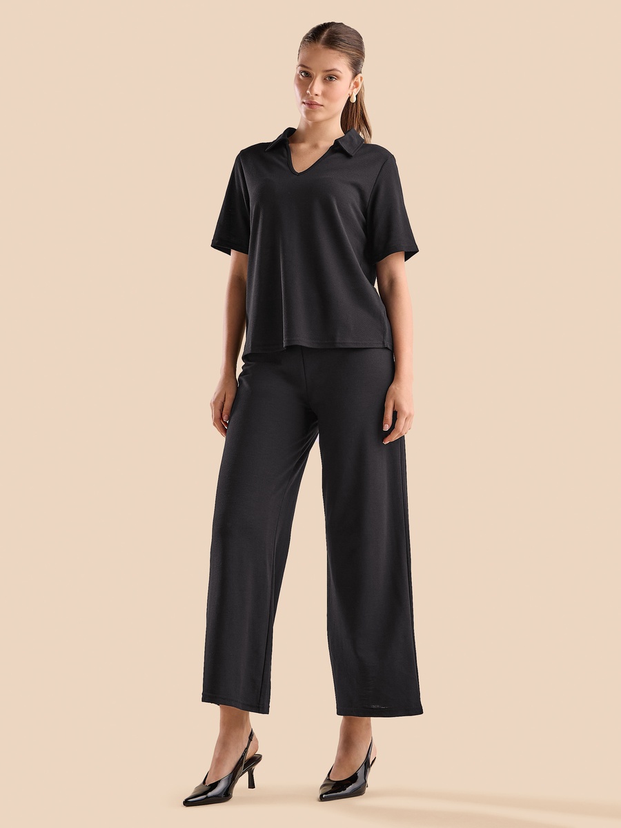 Linen Look Wide Leg Pants