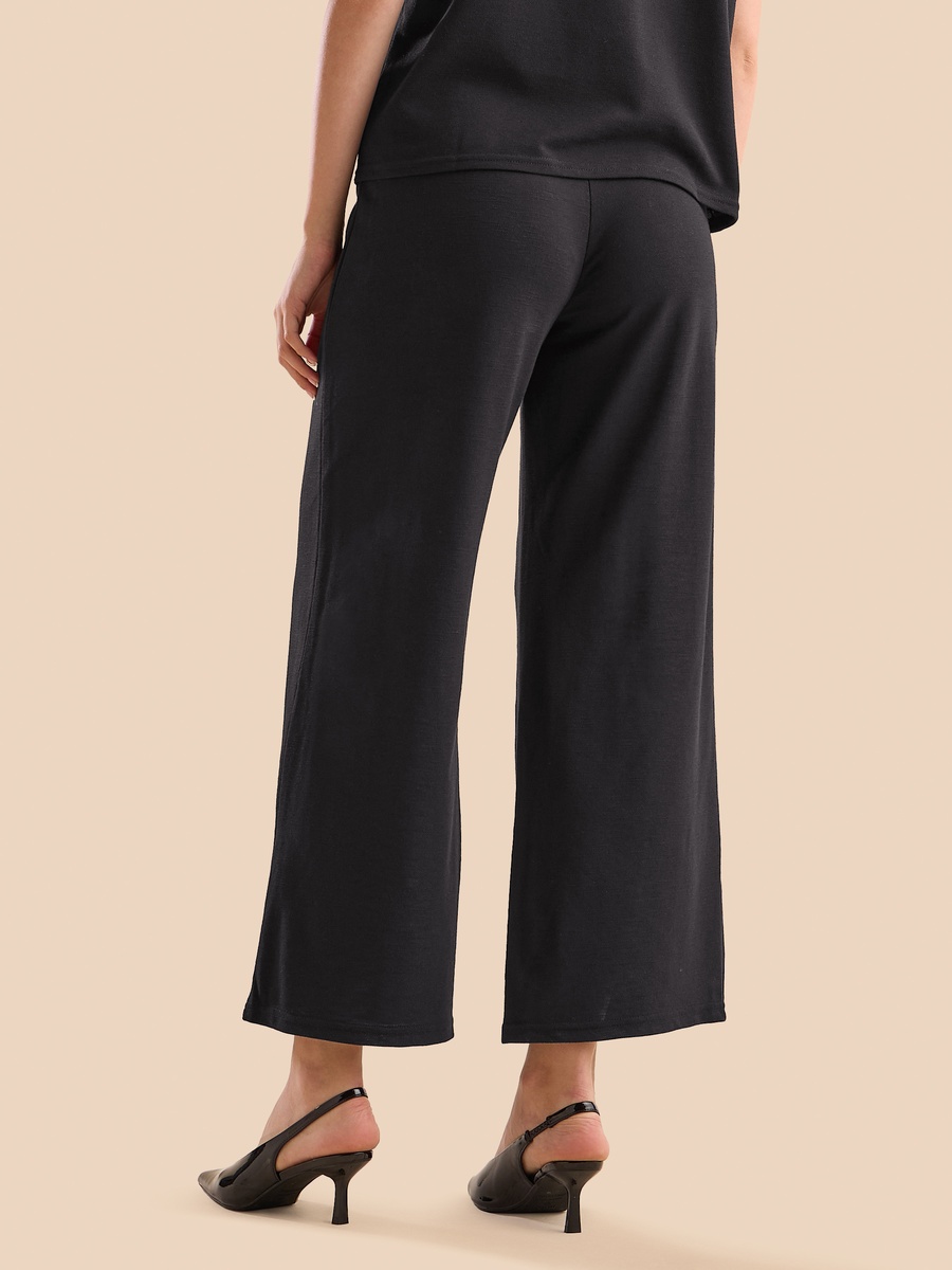 Linen Look Wide Leg Pants