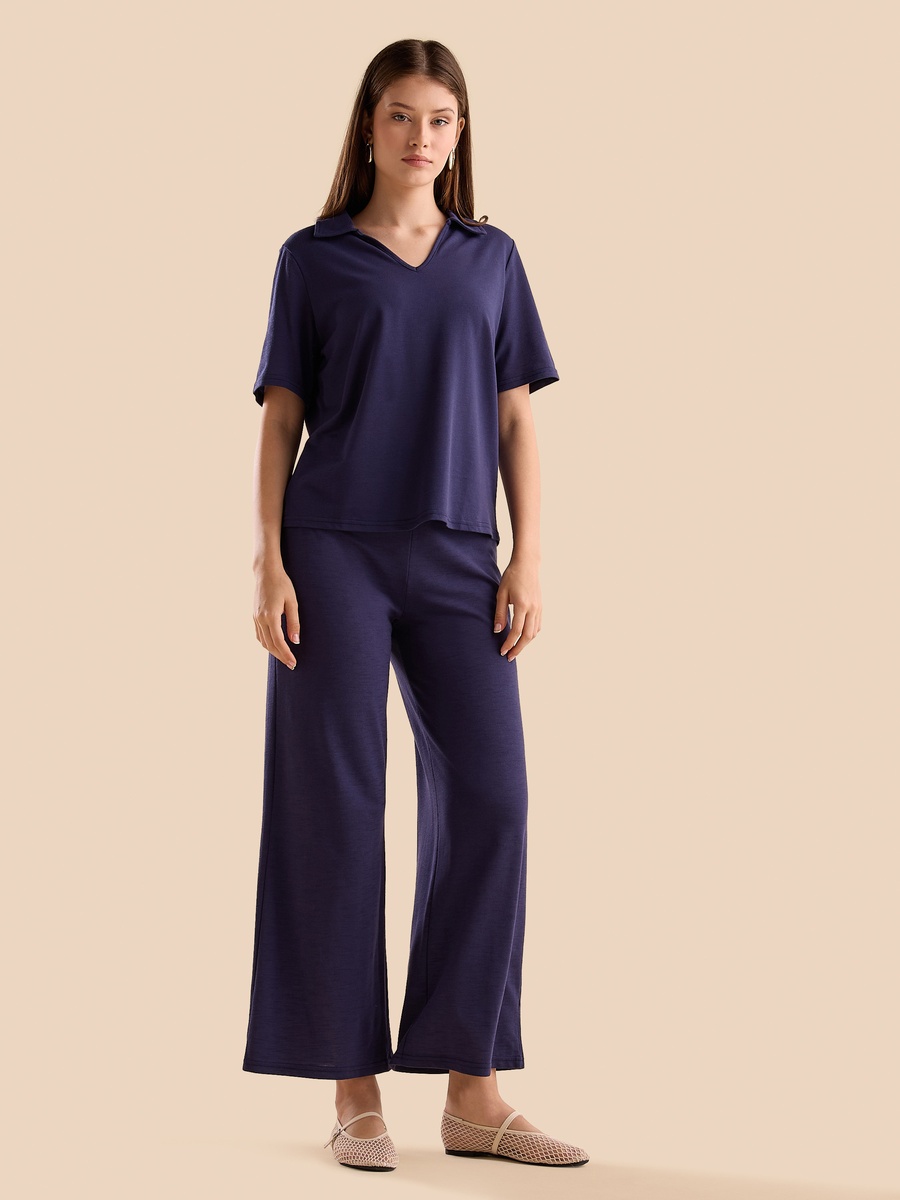 Linen Look Wide Leg Pants
