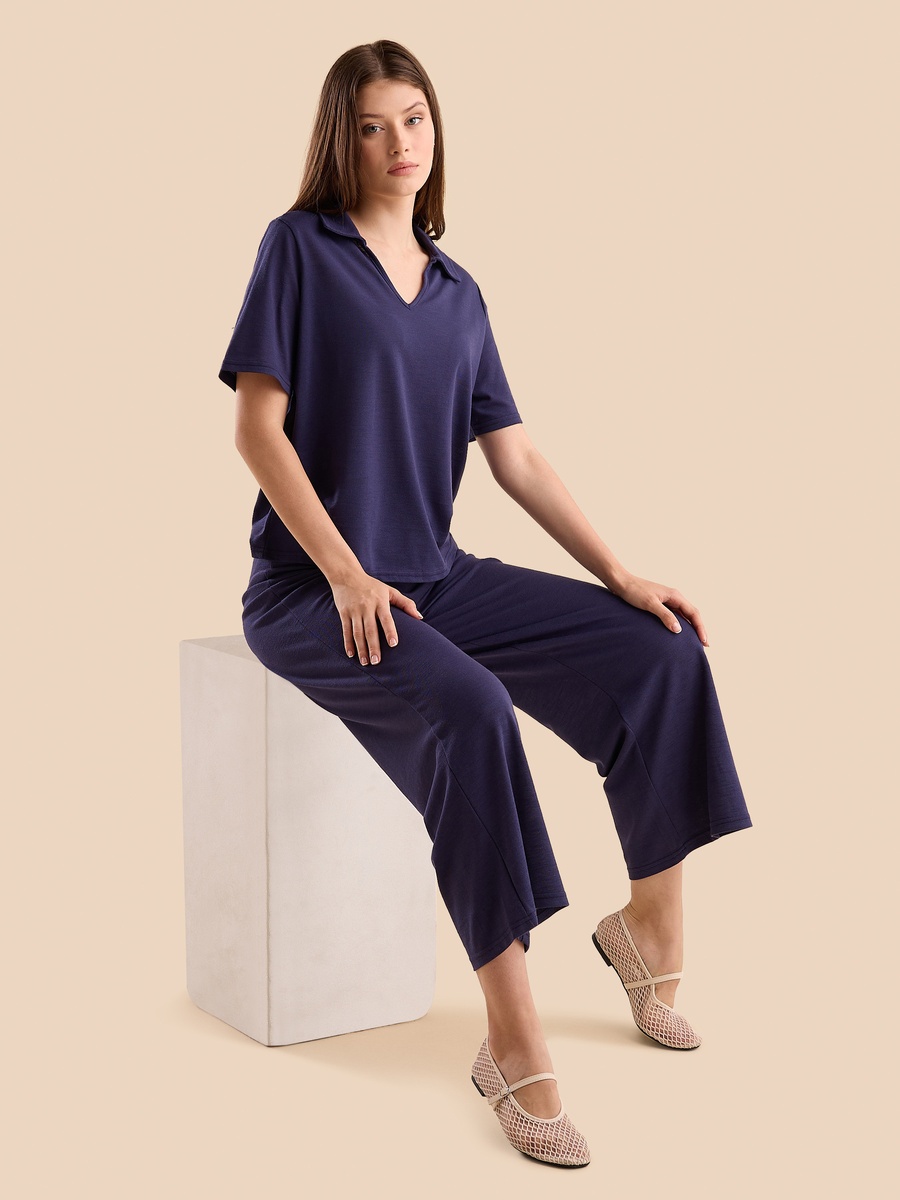 Linen Look Wide Leg Pants