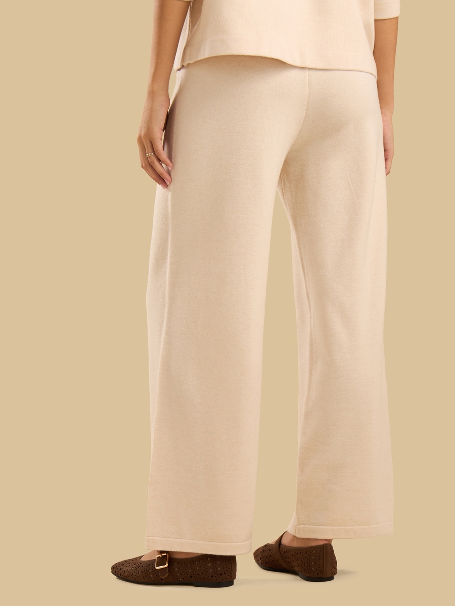 Cream Flat Knit Pants