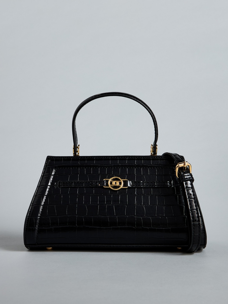 Textured Crossbody Bag with Top Handle