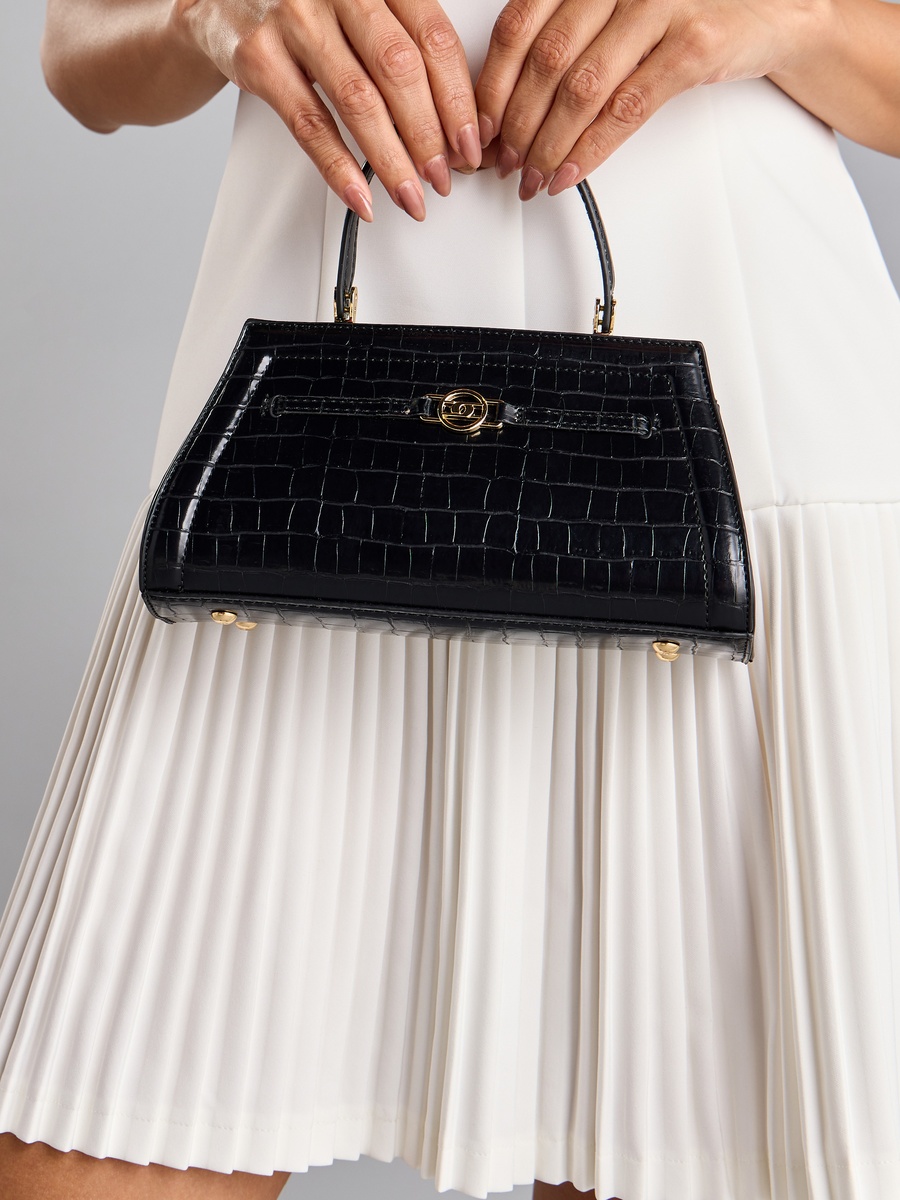 Textured Crossbody Bag with Top Handle