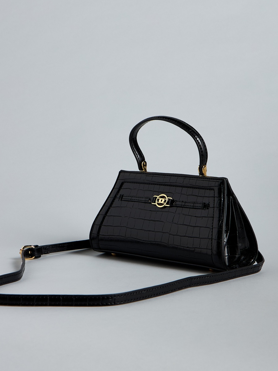 Textured Crossbody Bag with Top Handle
