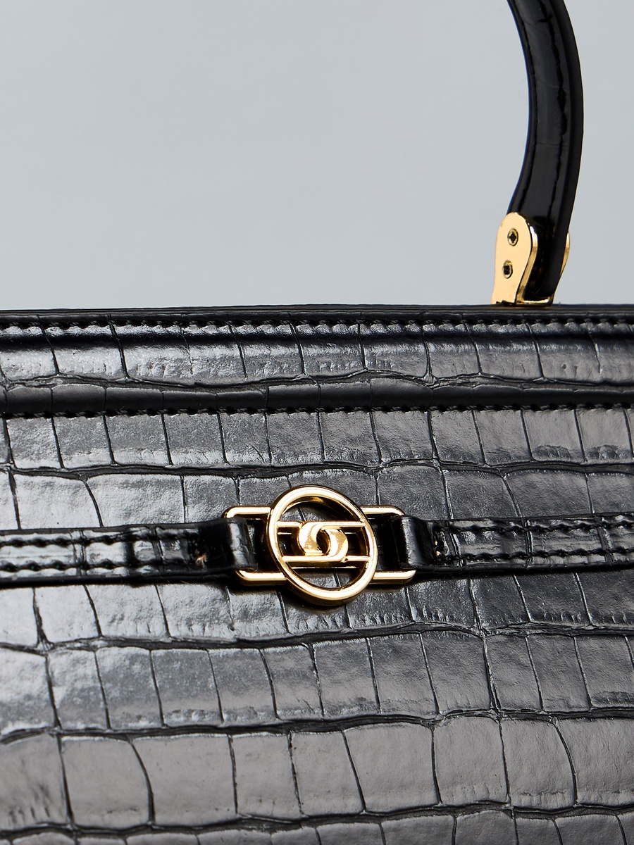 Textured Crossbody Bag with Top Handle