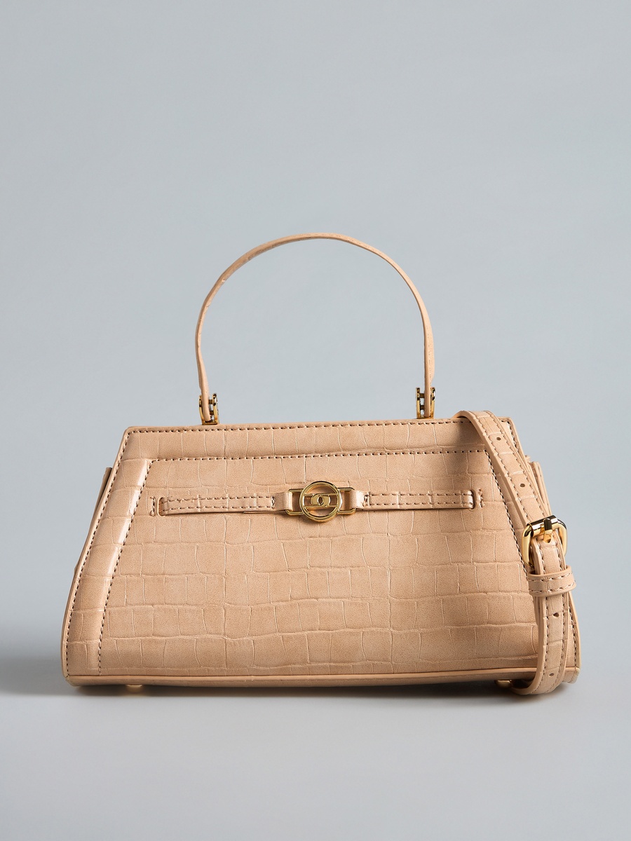 Textured Crossbody Bag with Top Handle
