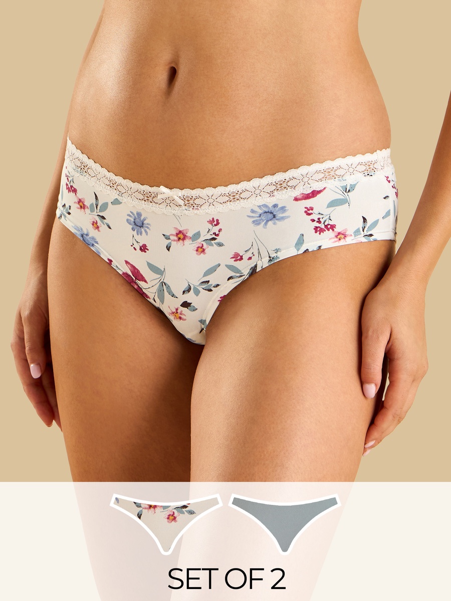 Pack of 2 - Lace Trim Boyleg Briefs