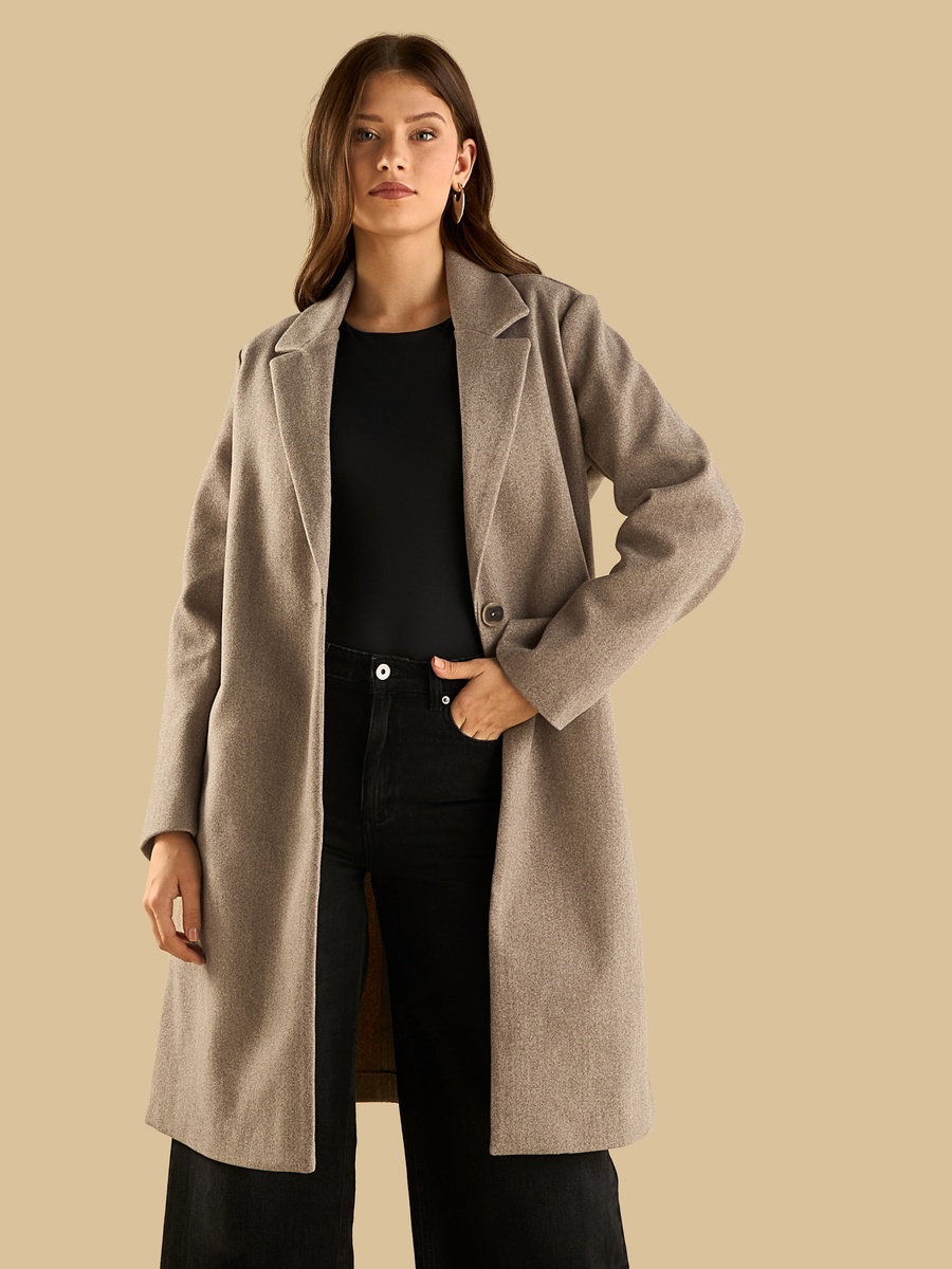Plain Notch Lapel Coat