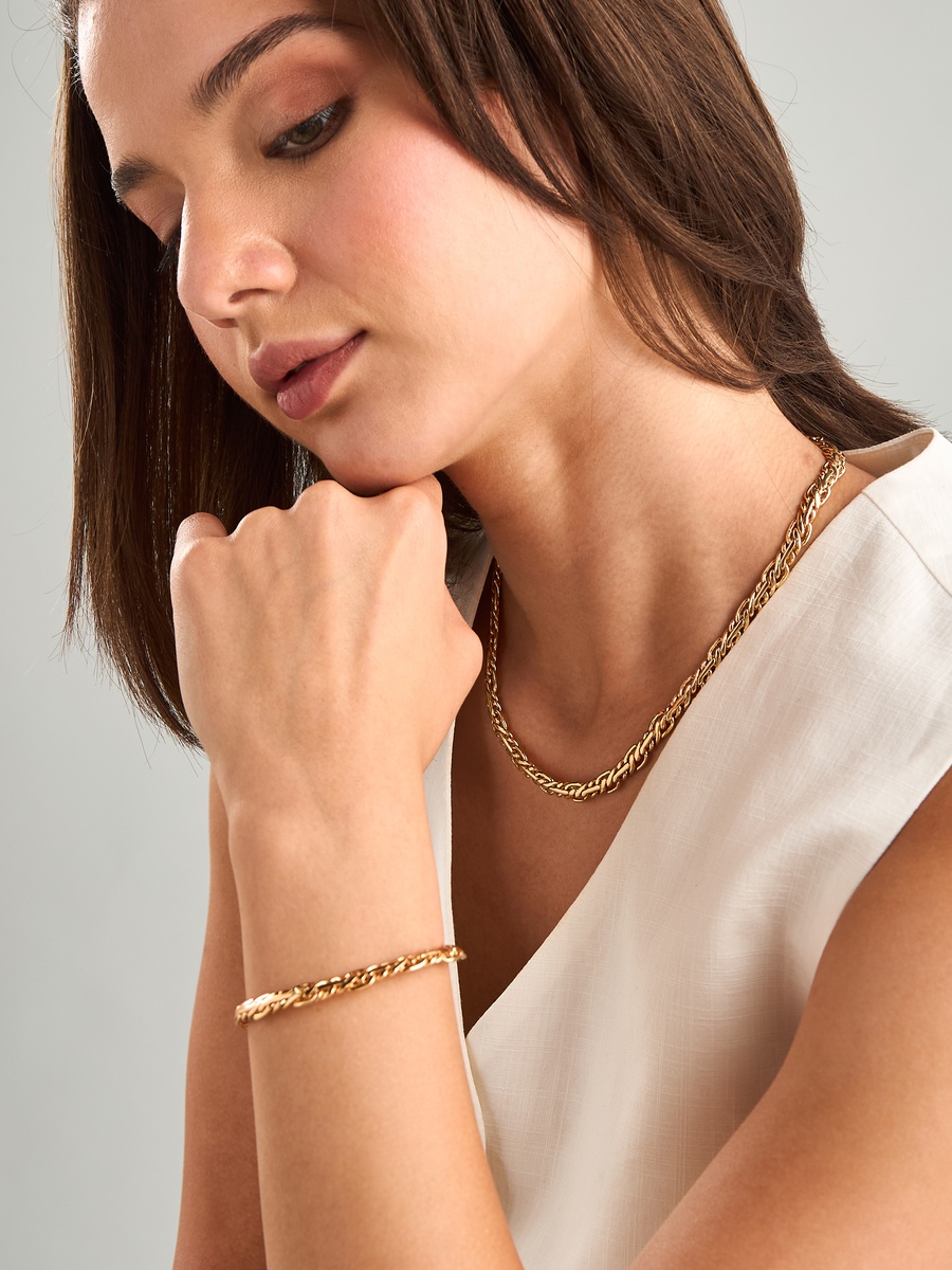 Metallic Necklace and Bracelet Set