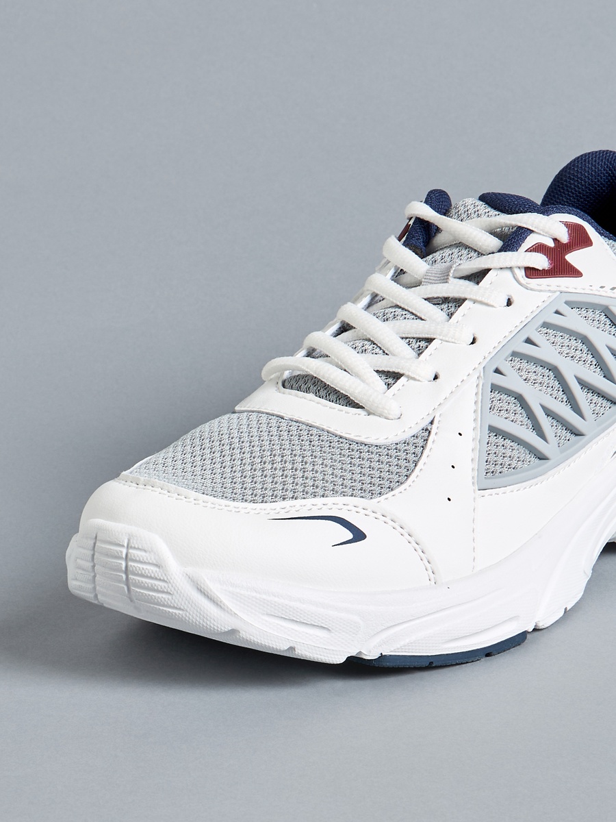 Panelled Lace-Up Sports Shoes with Pull Tabs
