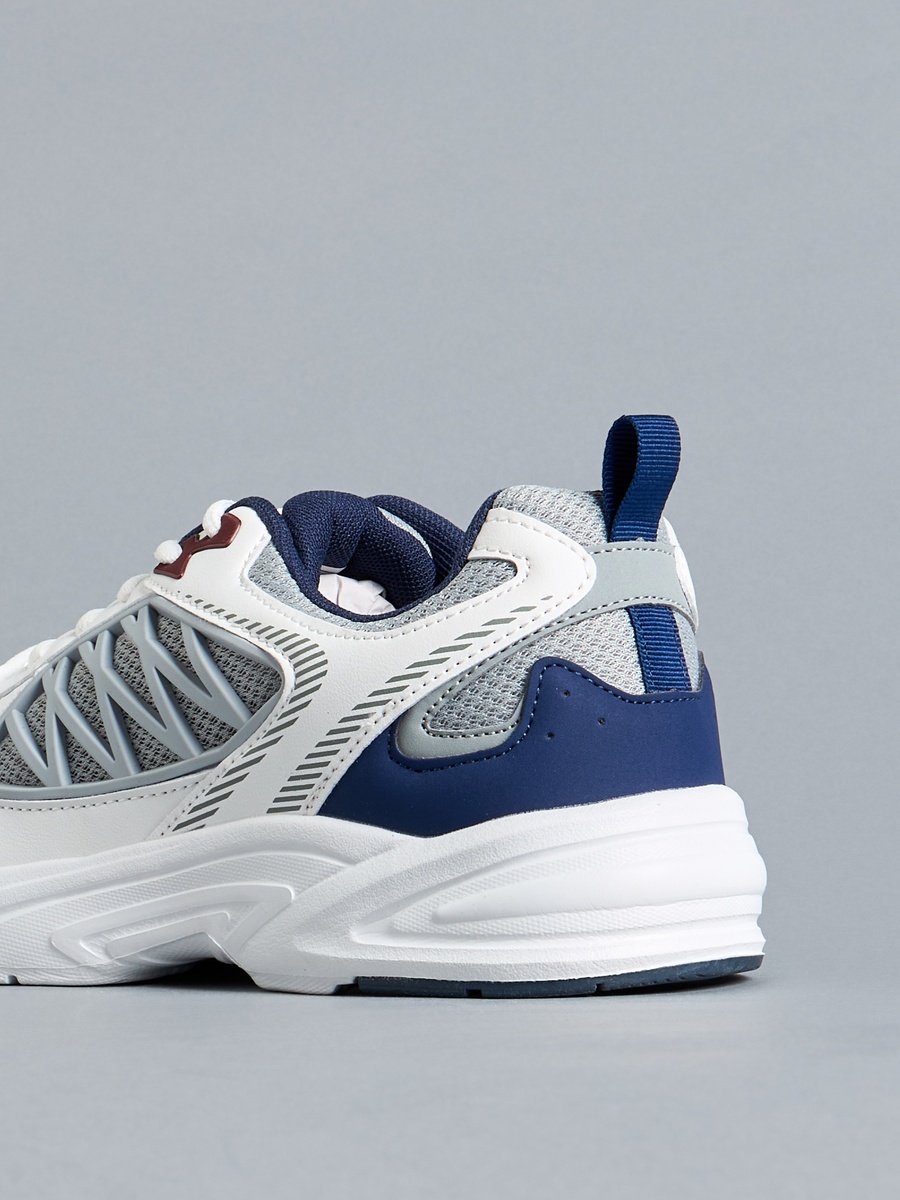 Panelled Lace-Up Sports Shoes with Pull Tabs