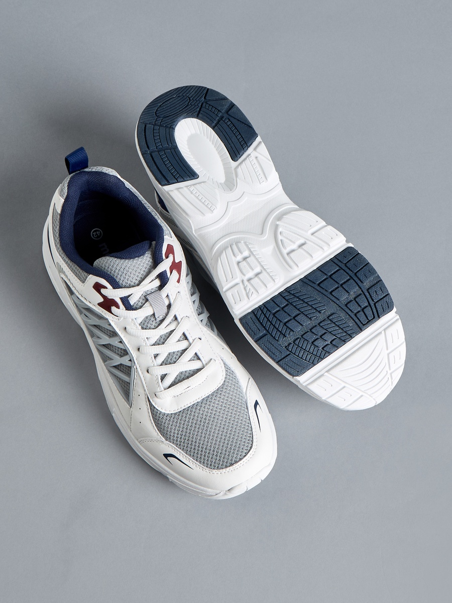 Panelled Lace-Up Sports Shoes with Pull Tabs