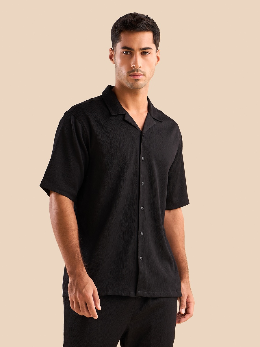 Textured Camp Collar Shirt