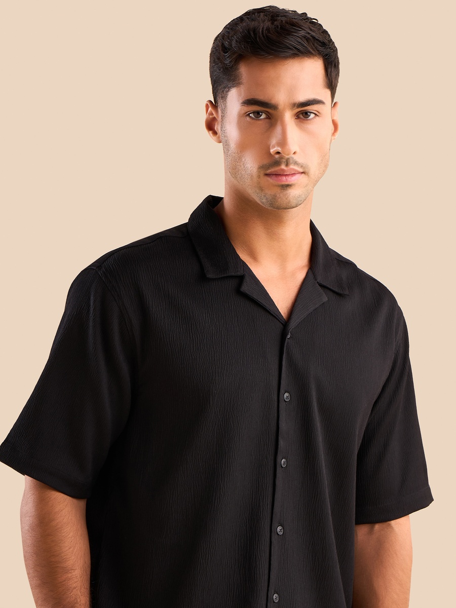 Textured Camp Collar Shirt