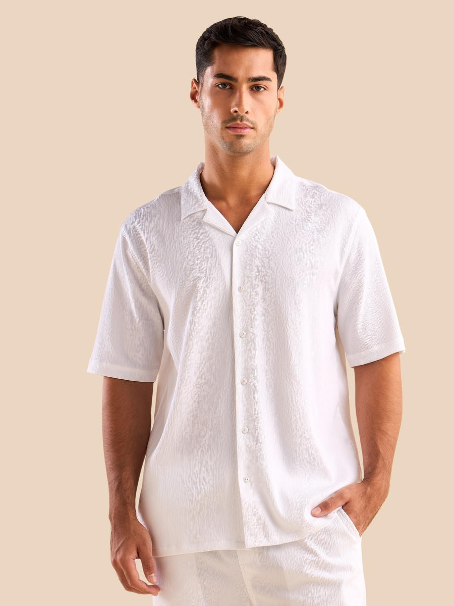 Textured Camp Collar Shirt