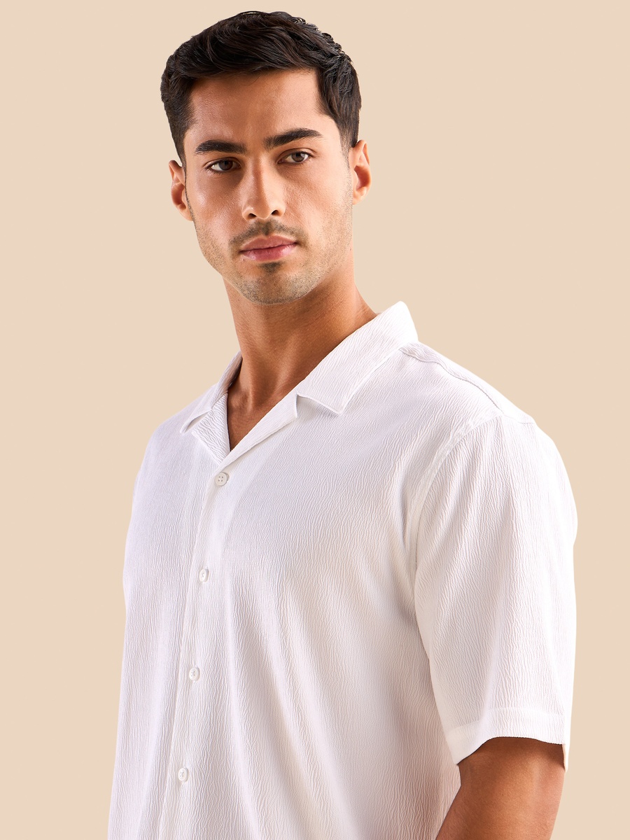 Textured Camp Collar Shirt