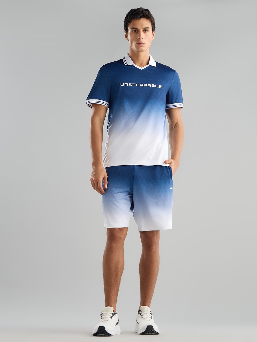 Ombre Football Shorts with Drawstring Closure