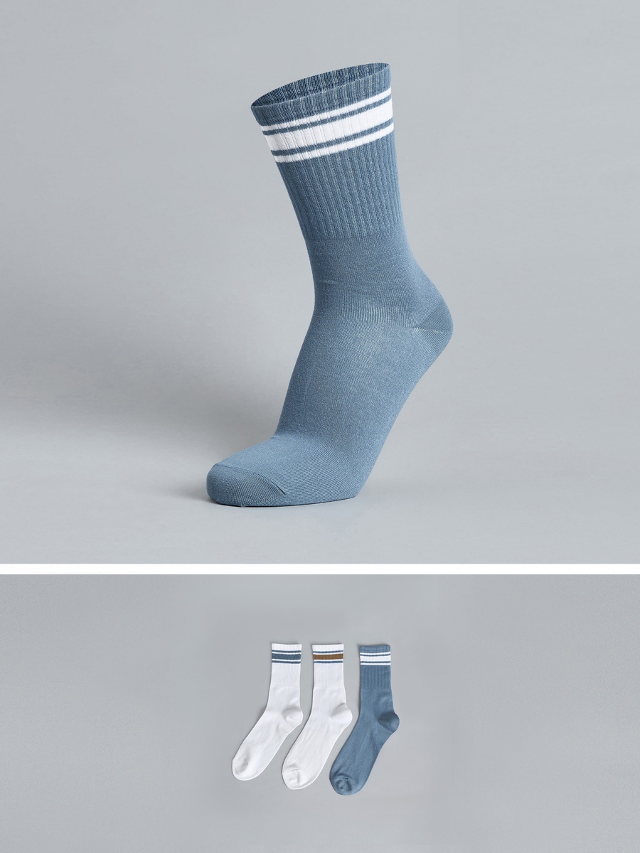 Pack of 3 - Striped Calf Length Socks