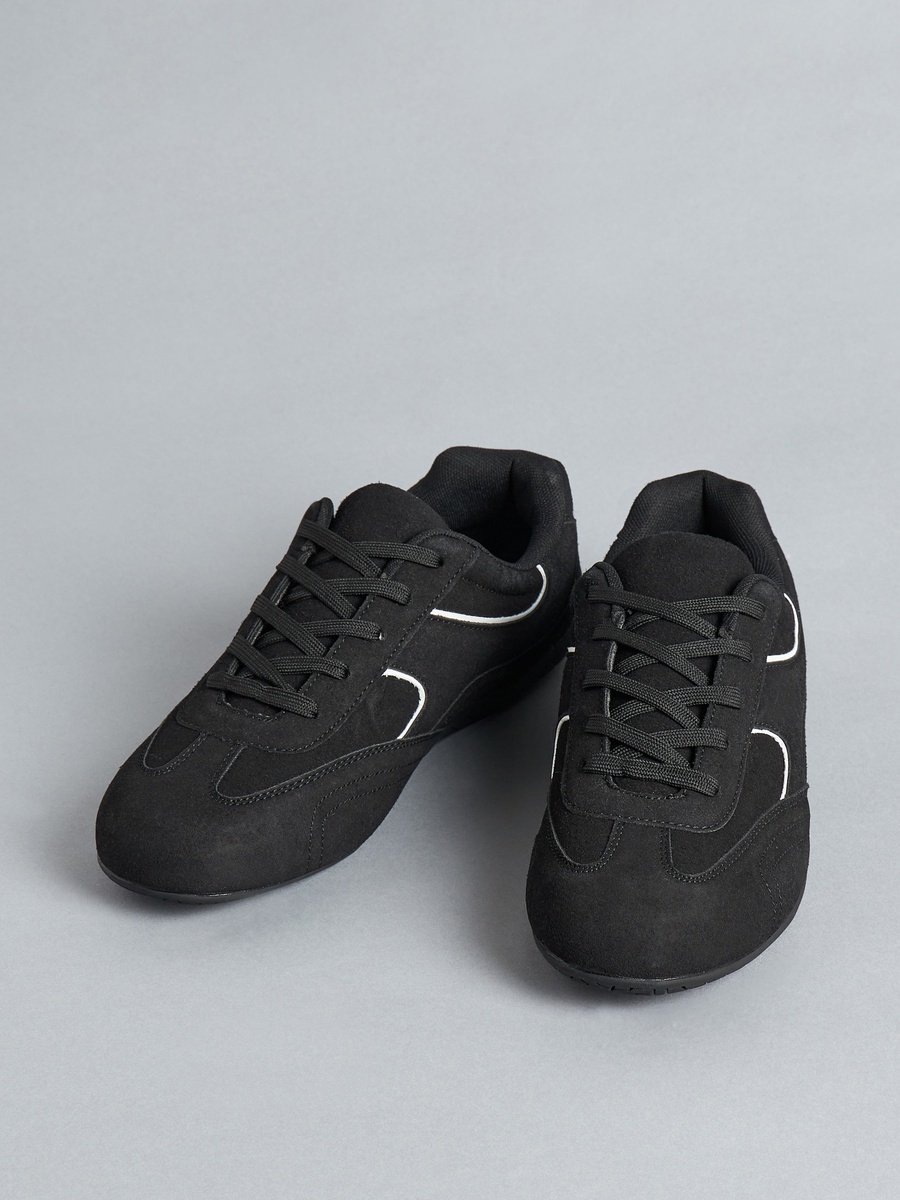 Panelled Lace-Up Sports Shoes