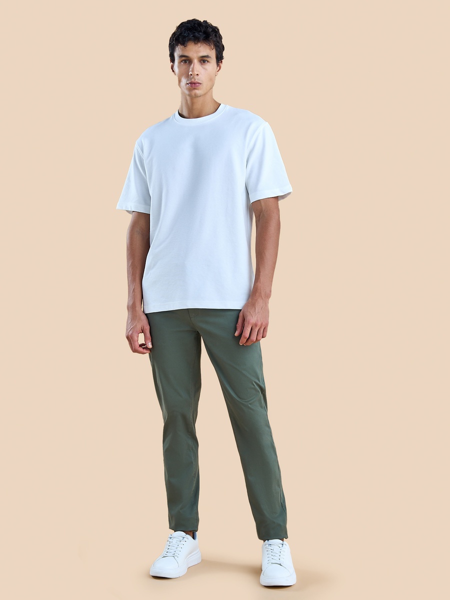 Plain Slim Fit Chinos with Pockets