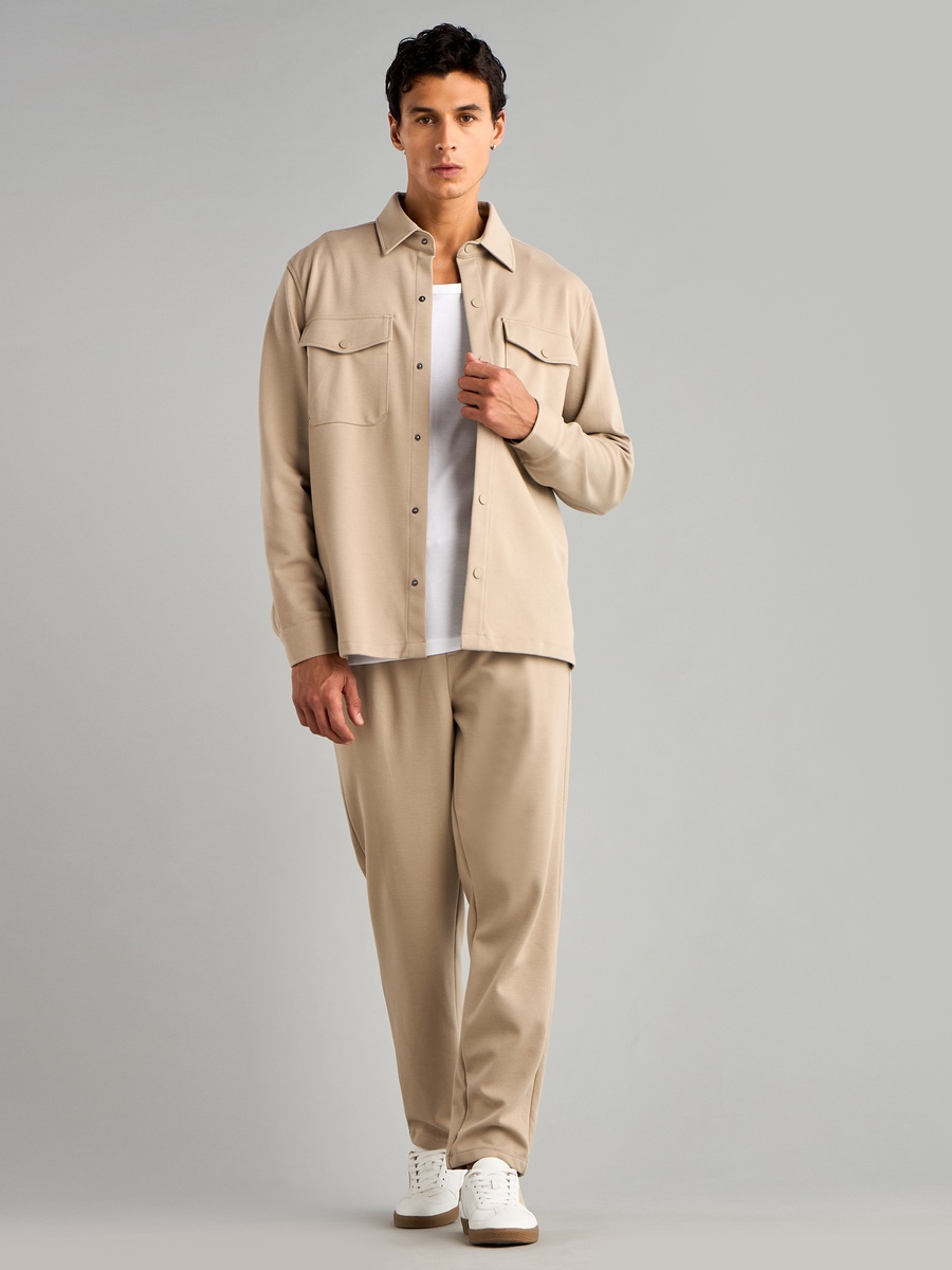 Textured Twill Pants with Drawstring Closure