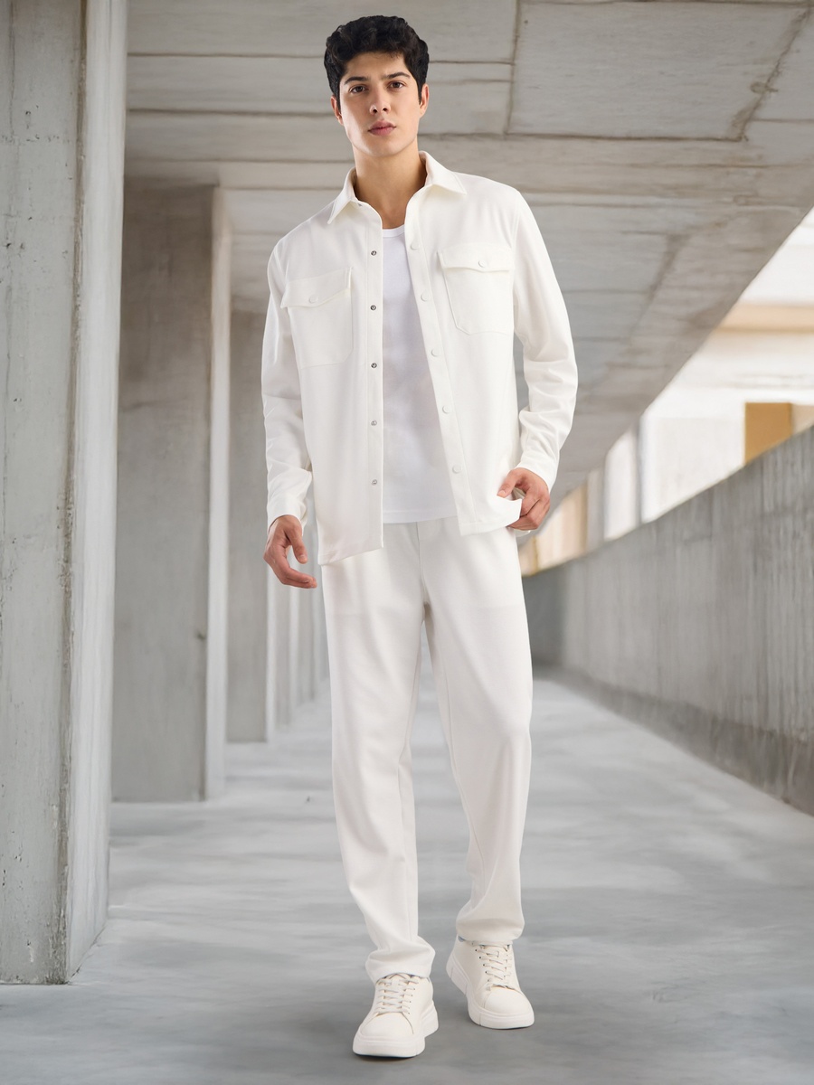Textured Twill Pants with Drawstring Closure