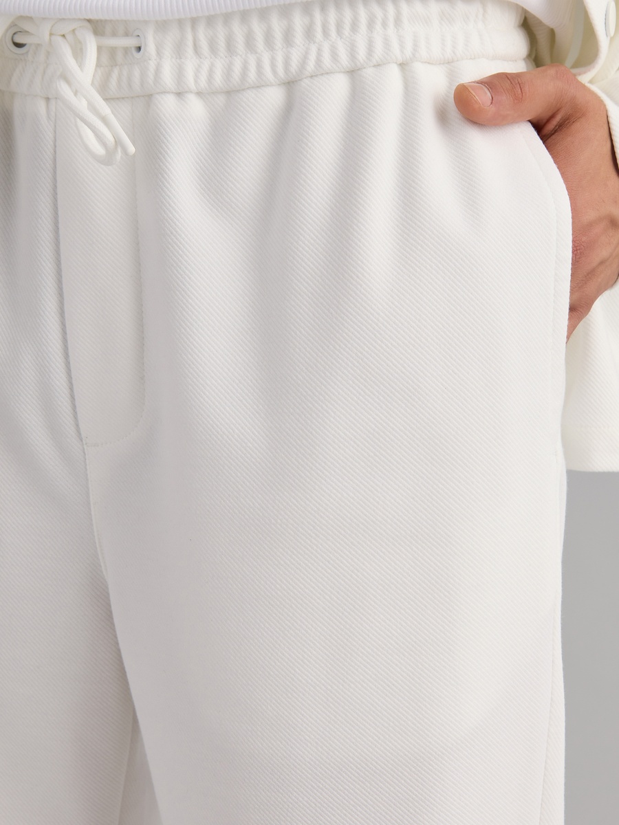 Textured Twill Pants with Drawstring Closure