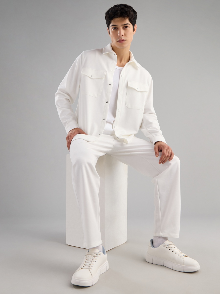 Textured Twill Pants with Drawstring Closure