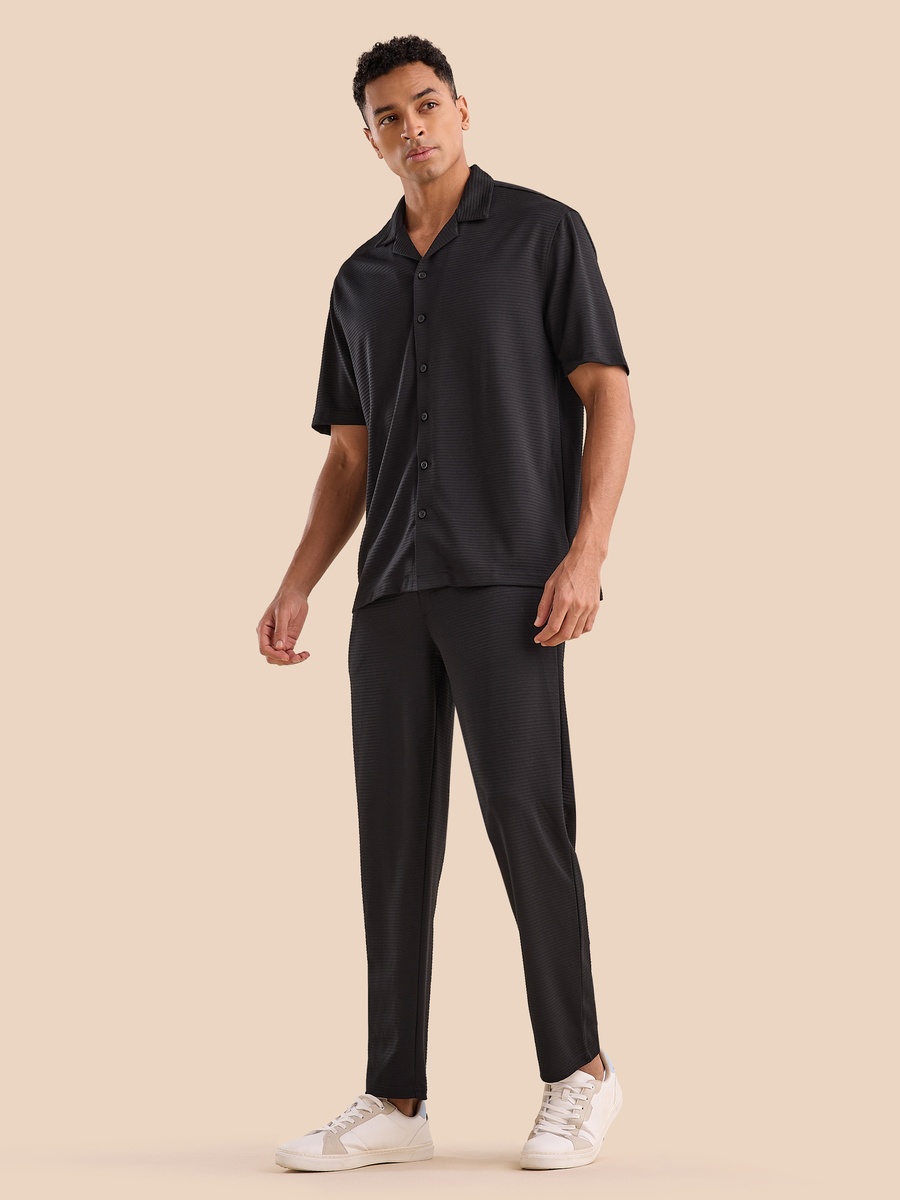 Textured Camp Collar Plisse Shirt