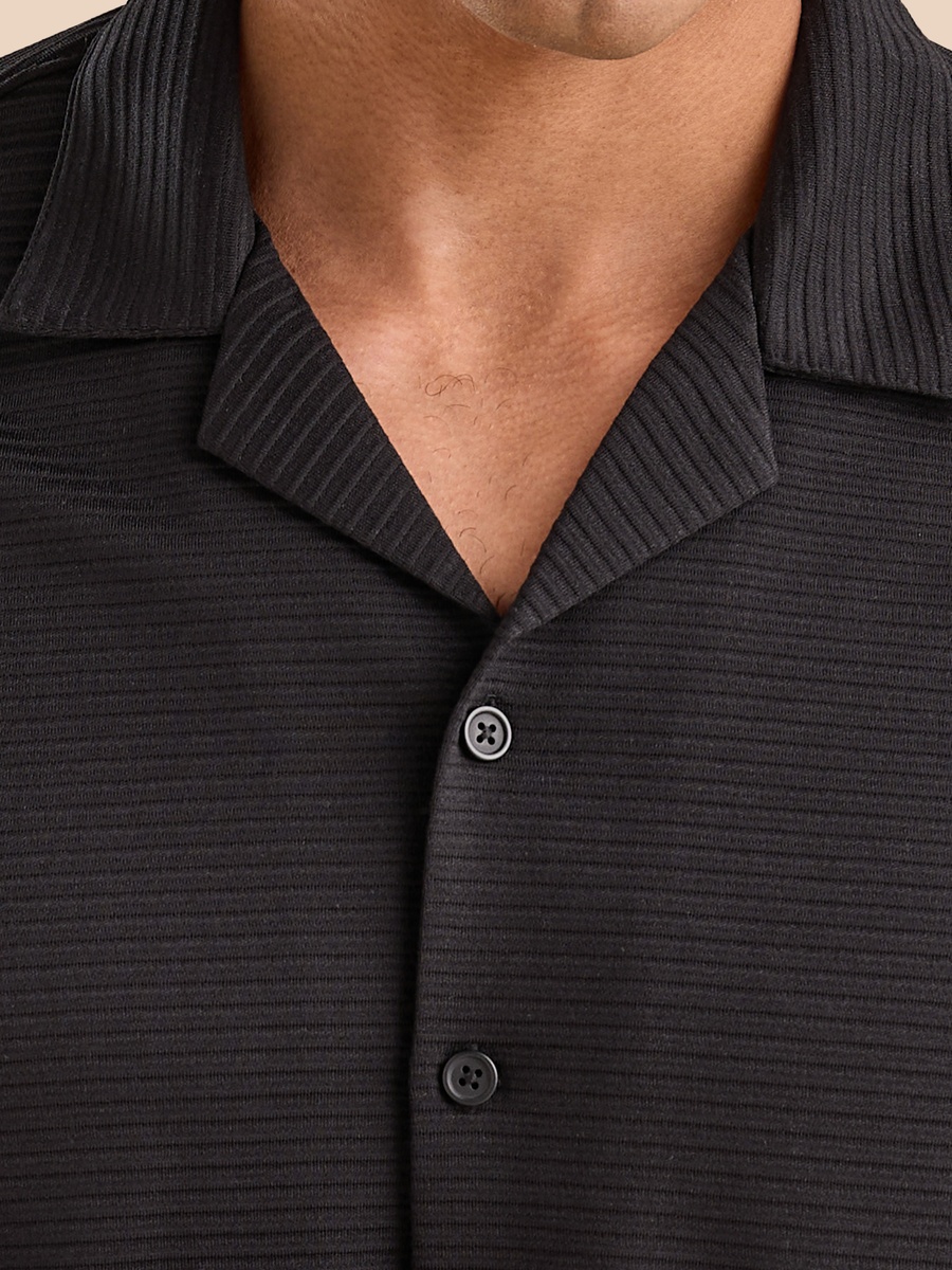 Textured Camp Collar Plisse Shirt
