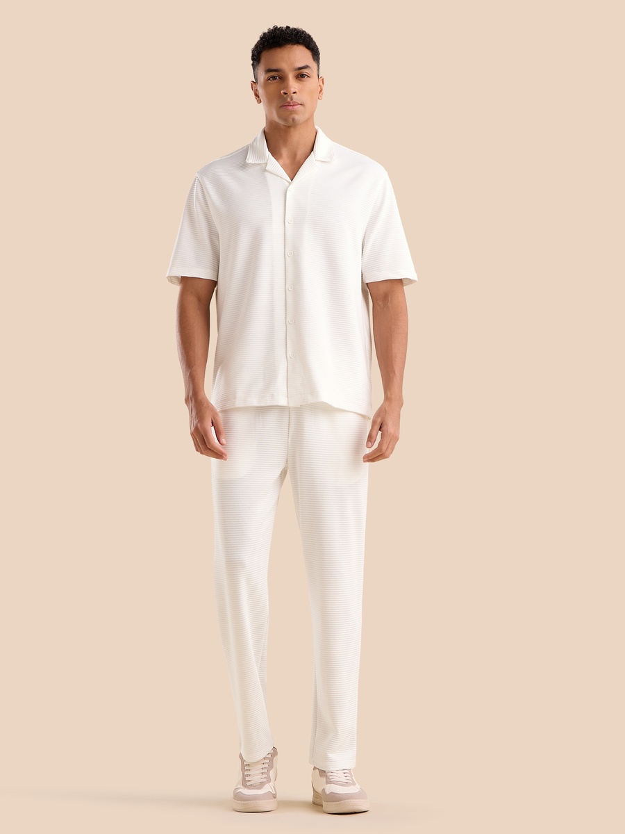Textured Camp Collar Plisse Shirt