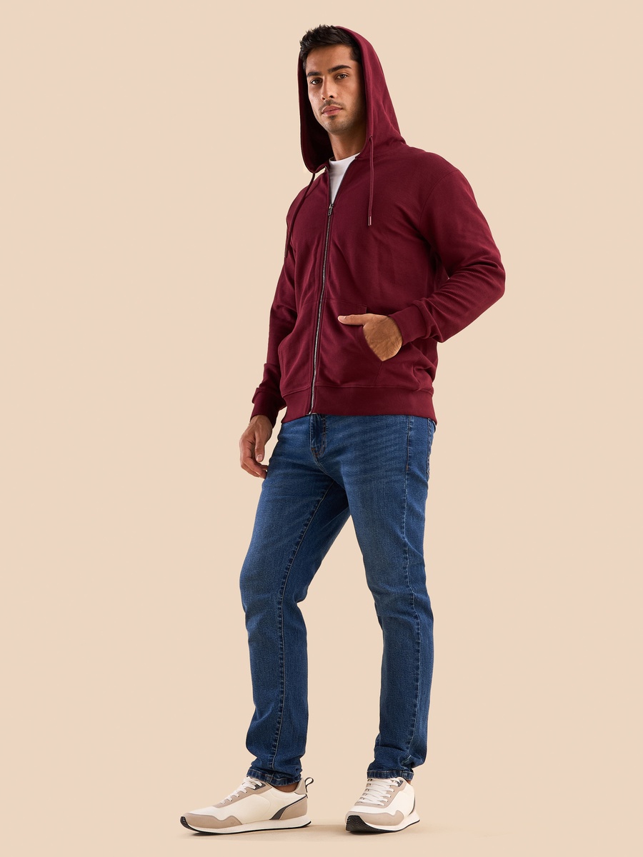 Textured Ottoman Zip Through Hoodie