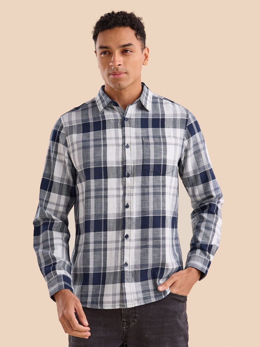 Checked Regular Fit Slub Shirt