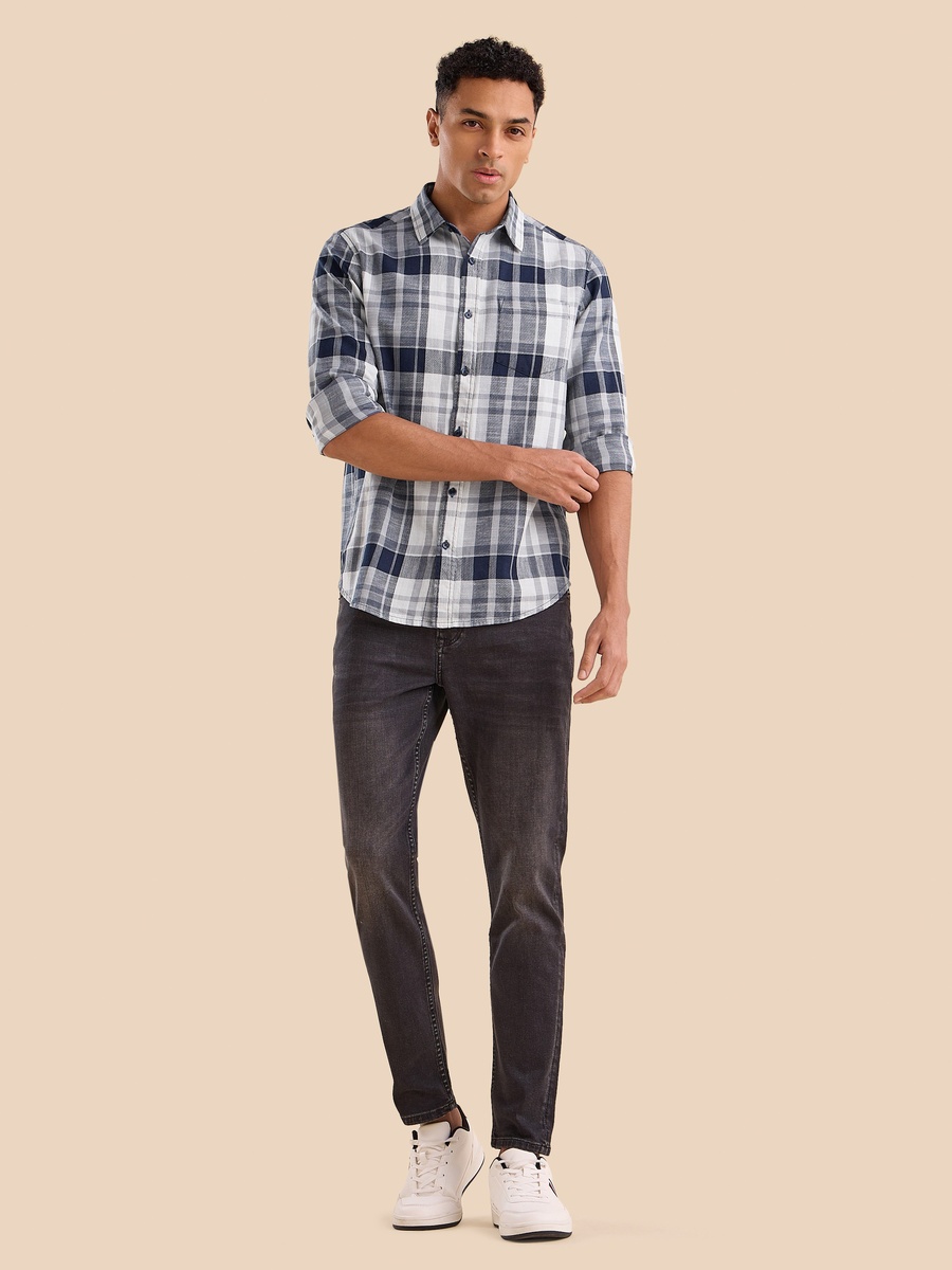 Checked Regular Fit Slub Shirt