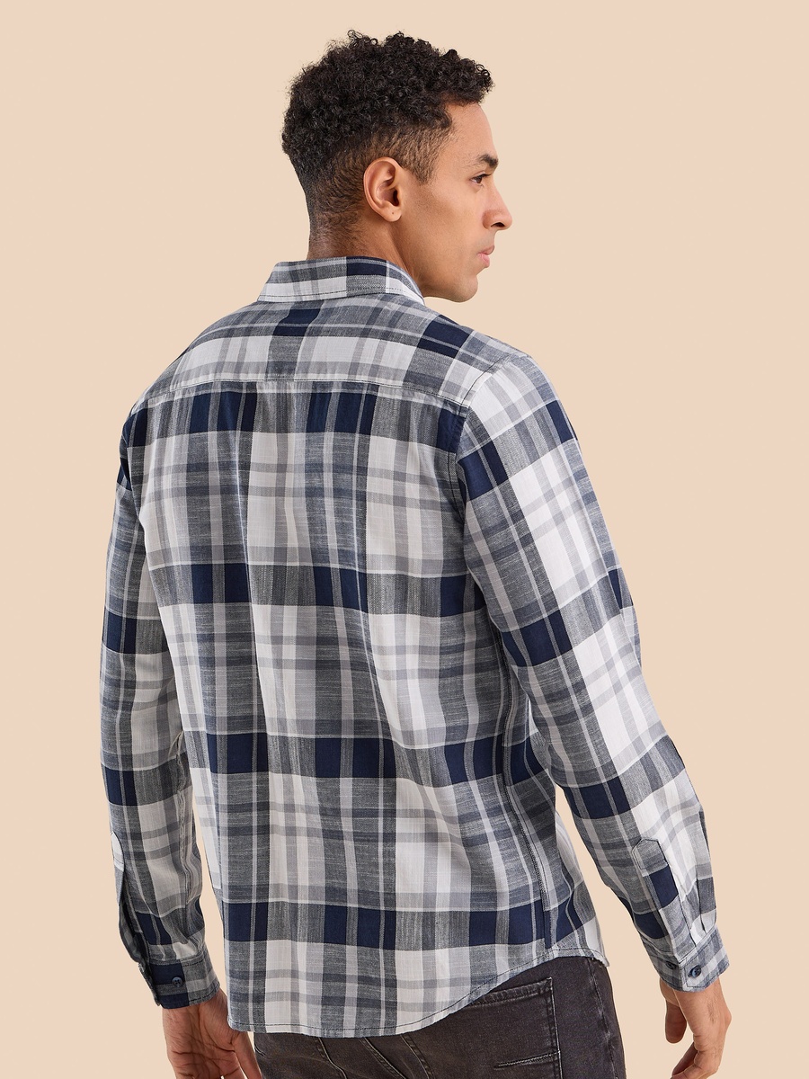 Checked Regular Fit Slub Shirt