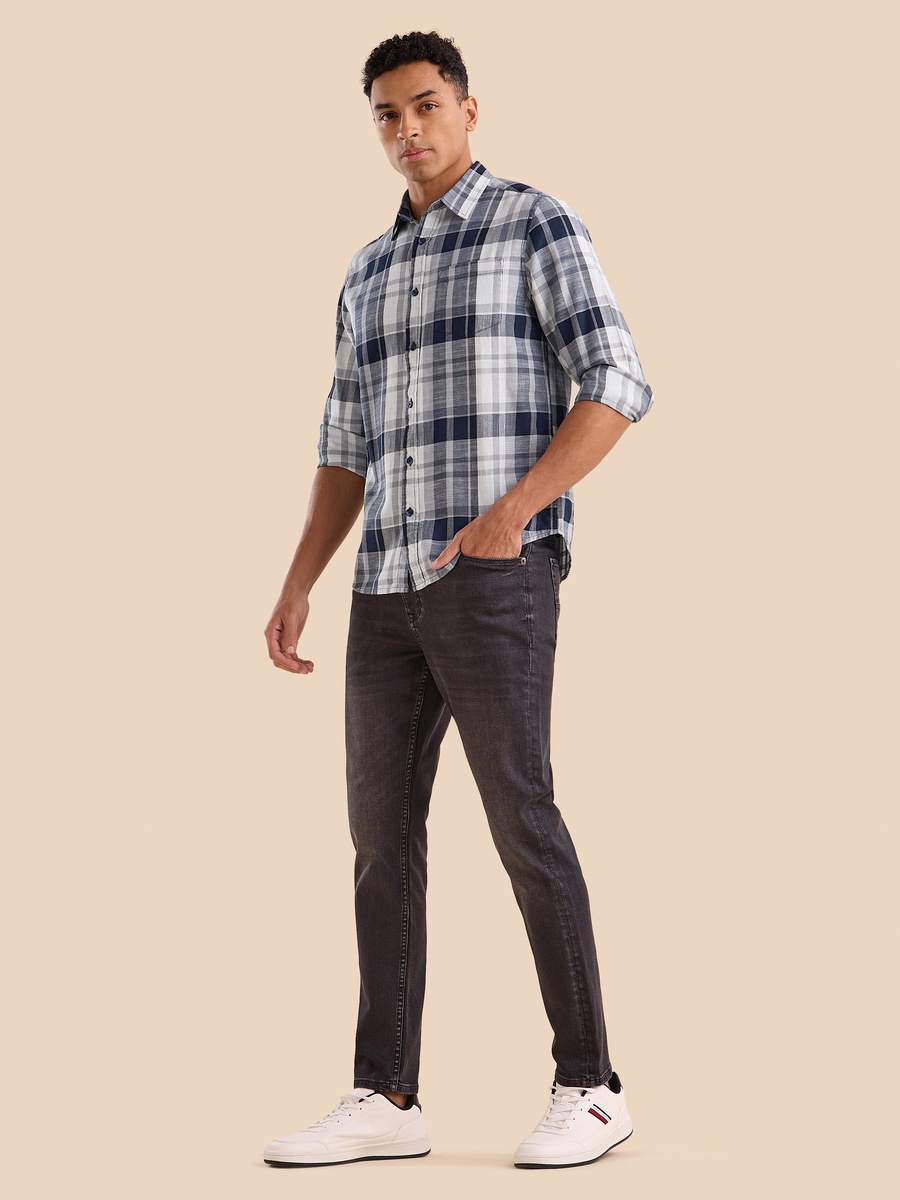 Checked Regular Fit Slub Shirt
