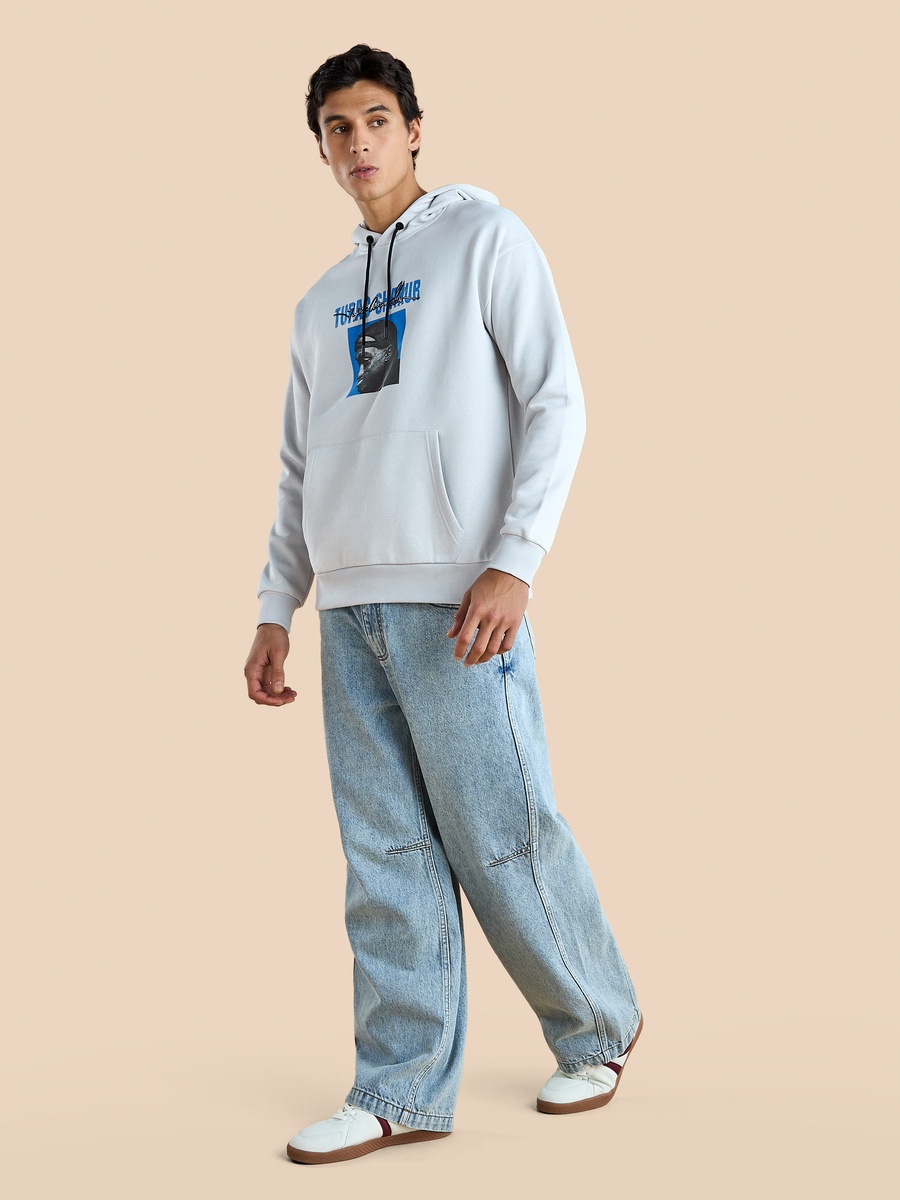 Tupac Print Oversized Hooded Sweatshirt