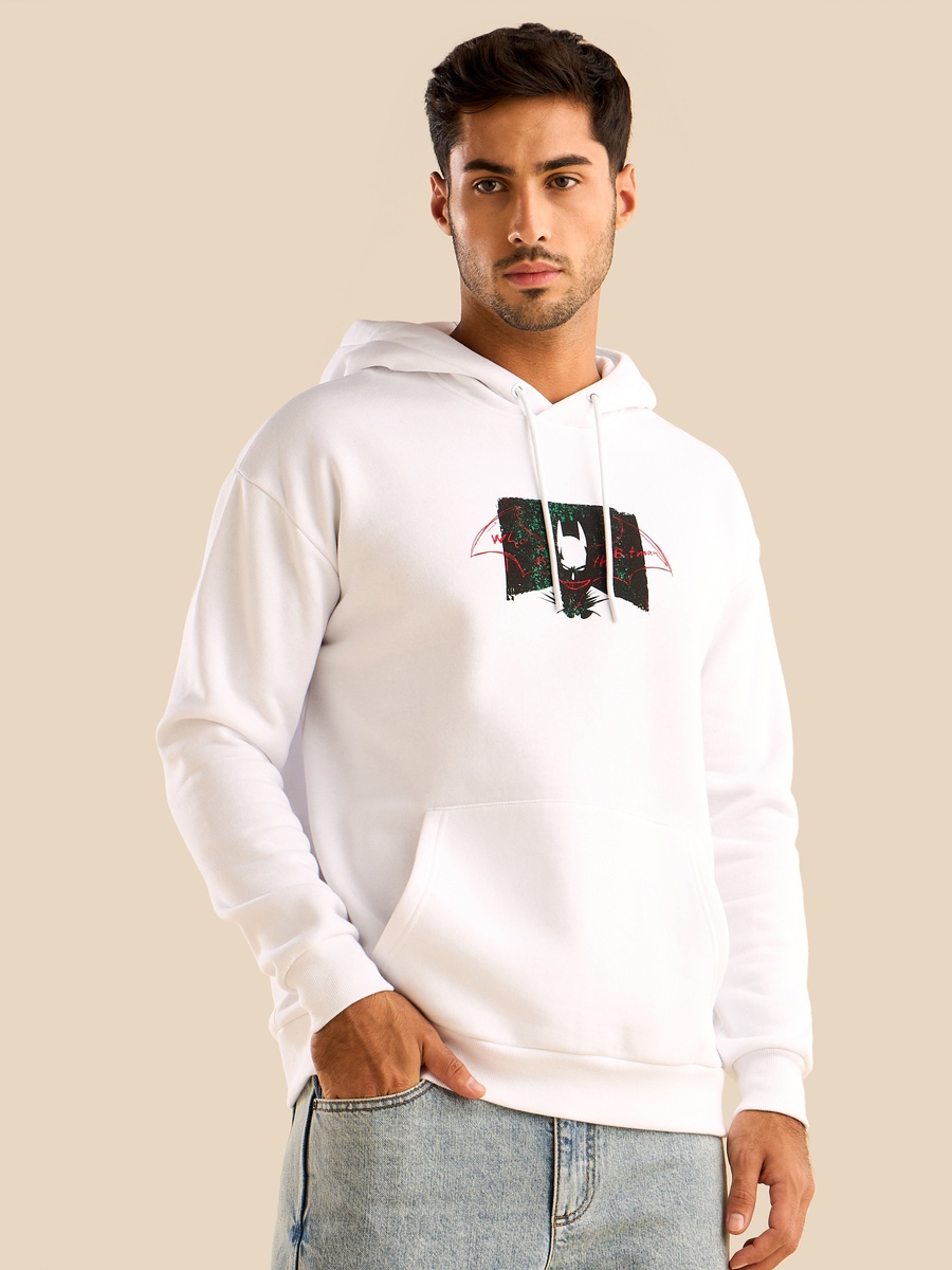 Batman Print Oversized Hooded Sweatshirt