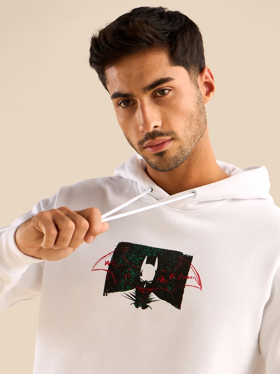 Batman Print Oversized Hooded Sweatshirt