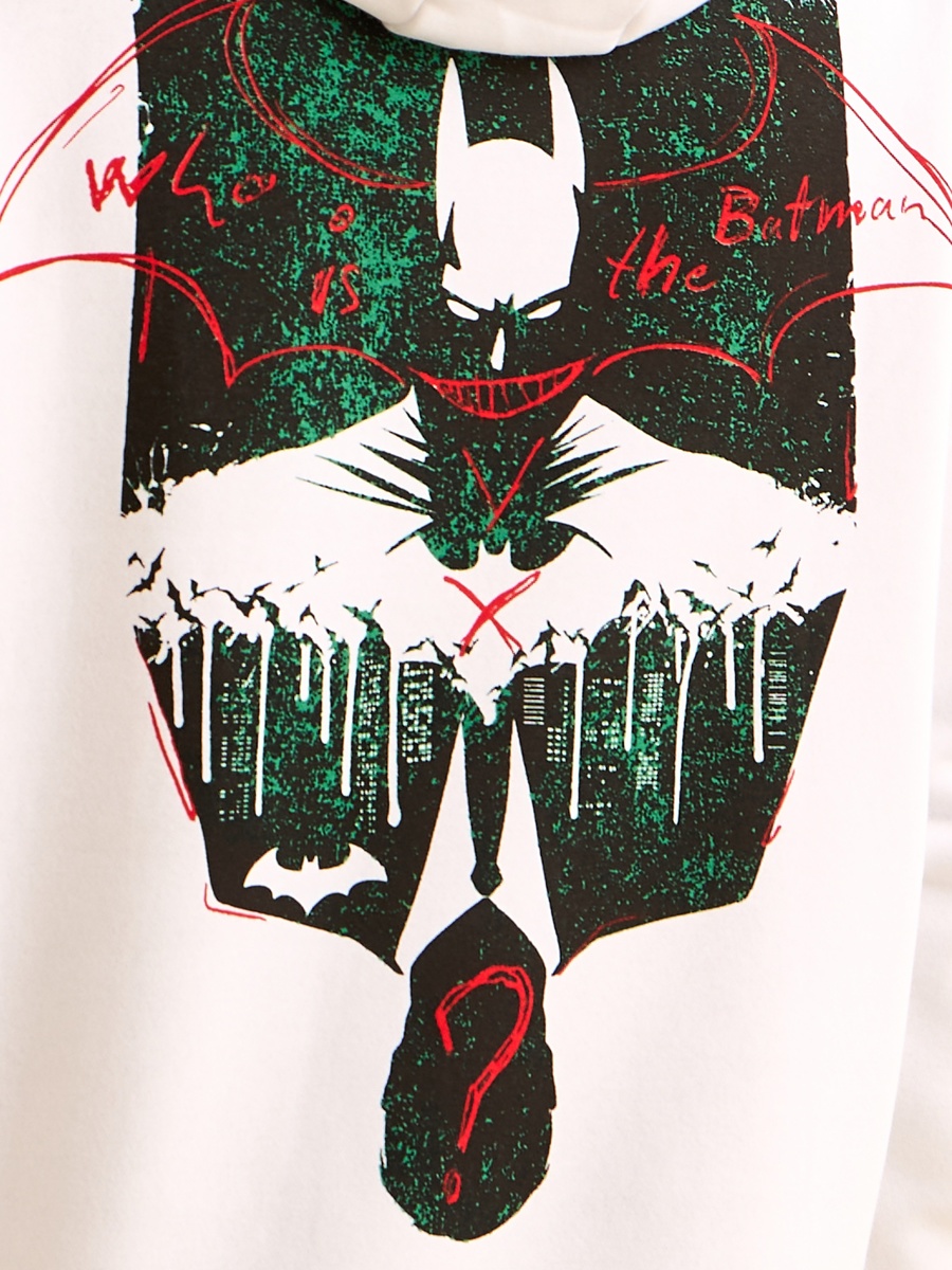 Batman Print Oversized Hooded Sweatshirt